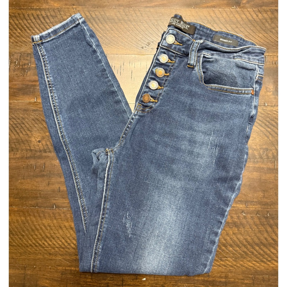 Judy Blue Women's Size 9/29 Medium Wash Skinny Jeans Button Fly Stretch Denim